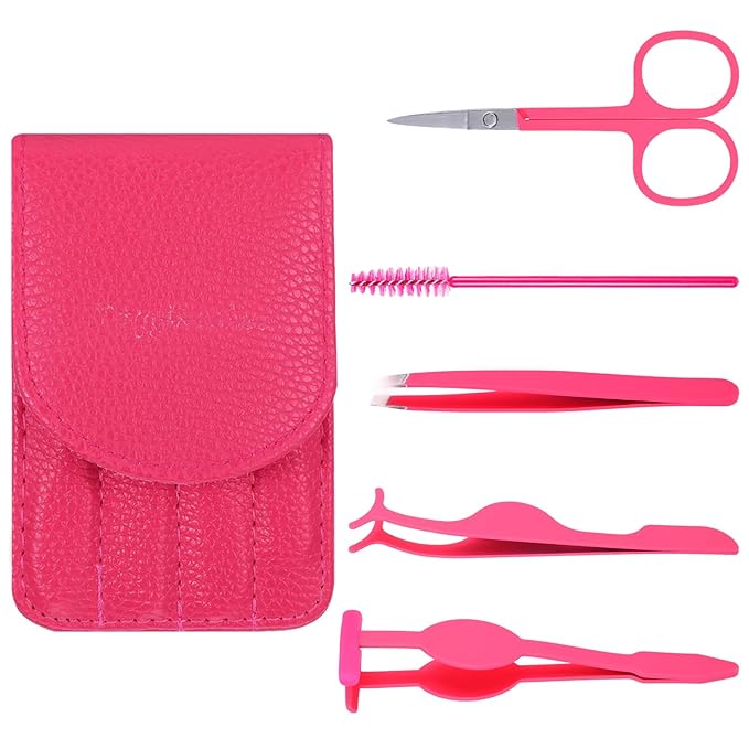 YUXIANLB Lash Applicator Tool Set Eyelash Extension Tweezers 5 Pcs Soft Brush False Eyelashes Applicator for Beginners Pro...