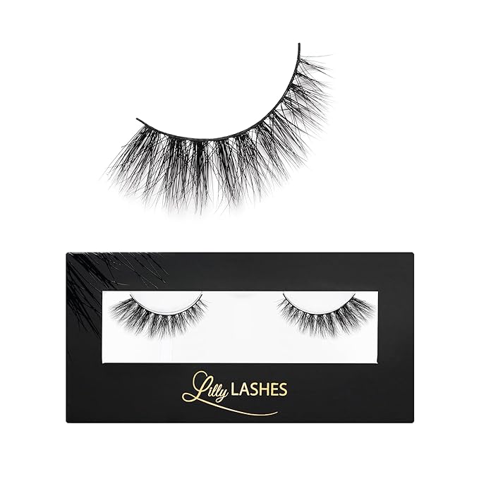 Lilly Lashes Doha 3D Mink Lashes, The Original Lilly Lash for Wispy & Natural Look, Reusable Eyelashes up to 25x, Fluffy E...