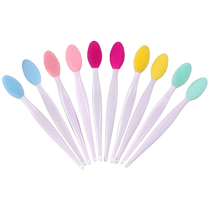 10pcs Silicone Scrub Lip Brush, Double Side Lip Exfoliating, Nose Clean Blackhead Removal Brushes With Lip Exfoliator Scru...