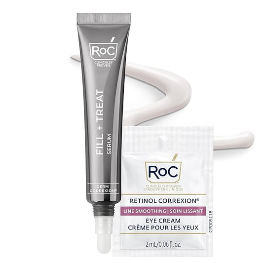 RoC Derm Correxion Fill + Treat Advanced Retinol Serum, Wrinkle Filler Treatment with Hyaluronic Acid for Crow's Feet, 11 ...