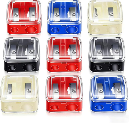 10PCS Dual-Hole Cosmetic Pencil Sharpener, Mini Rotatable Sharpener for Makeup Artists, Portable Hand Sharpening Tools for...