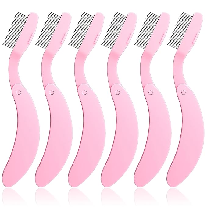 MBAIYO 6 Packs Foldable Eyelash Comb Separator, Folding Lash Comb Eyebrow Mascara Applicator Stainless Steel Teeth Lash & ...