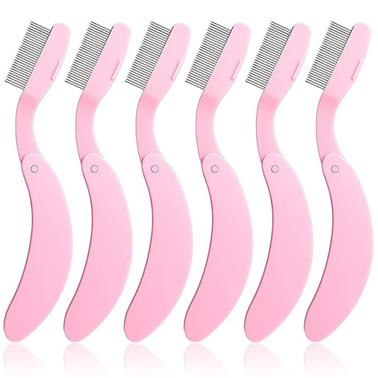 MBAIYO 6 Packs Foldable Eyelash Comb Separator, Folding Lash Comb Eyebrow Mascara Applicator Stainless Steel Teeth Lash & ...