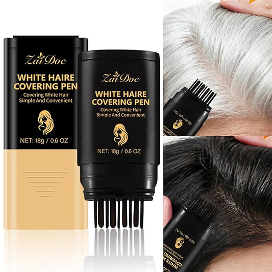 ZAIDOC White Hair Covering Pen, Hair Root Touch Up Stick, Gray Hair Concealer with Olive Oil, Water-Resistant & Quick-Dry,...