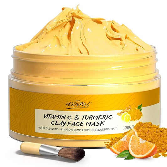 POP MODERN.C Turmeric Vitamin C Clay Mask Deep Cleansing Face Mask Skin Care Improve Blackheads Acne Dark Spots and Even o...