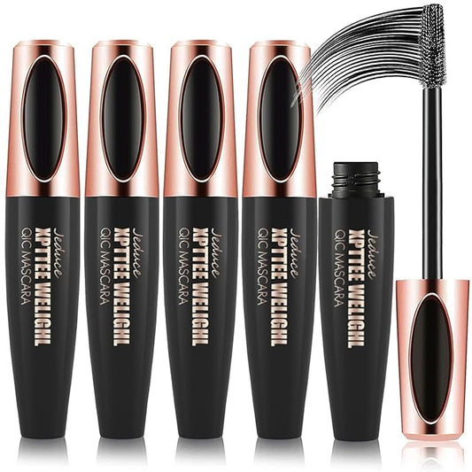 4D Silk Fiber Lash Mascara Extension - 4 Pack Voluminous, Waterproof & Smudge-Proof, Long-Lasting No Flaking, Natural No C...