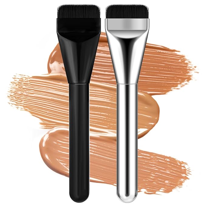 2 PCS Flat Foundation Brush Korean Makeup Brush Spatula Flat Top Facial Brushes for Liquid Foundations Mask Premium Face B...