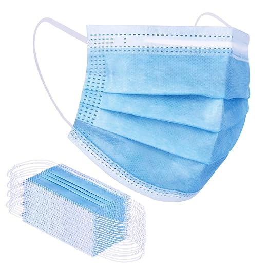 Borje Blue Disposable Face Mask 100 Pcs Blue Face Masks 3 Ply Protection Masks