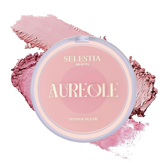 SELESTIA BEAUTY Powder Blush for Cheeks – Duo Aureole – High Pigmented Pink Blush with Matte Finish, Easy-to-Blend, 0.53 oz