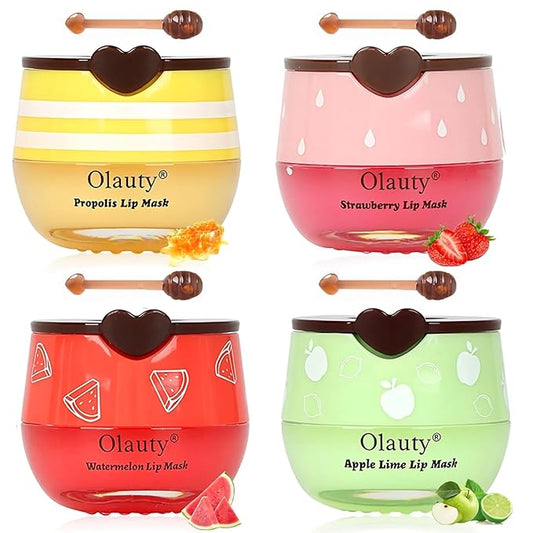 4 PCS Bee Lip Balm Honey Pot, Honey Balm Moisturizing Lip Mask Hydrating Prevention Dry and Cracked Lip Scrubs Exfoliator,...