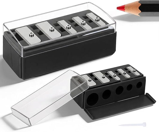 2 Pack Lip Liner Pencil Sharpener 5 Hole Long Point Eye Pencils Sharpener Tool, Cosmetic Makeup Pencil Sharpeners for Eyel...