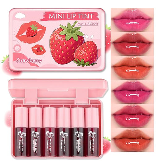 QIUFSSE Lip Tint Stain,6 Colors Lip Stain Long Lasting Waterproof,Multi-use Lip and Cheek Stain,Mini Lipstain Liquid Lipst...