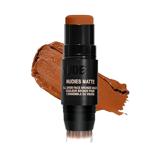 Nudestix Nudies Bronze All Over Matte Bronzing Stick – 3-in-1 Cream Bronzer for Cheeks, Eyes & Lips with Built-In Brush | ...