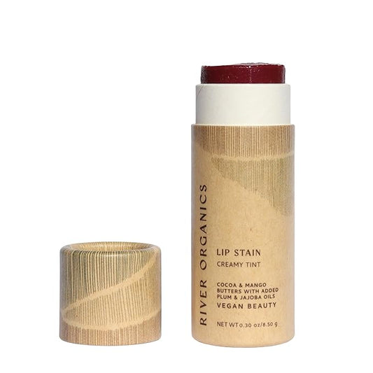 River Organics Organic Lip Stain, Zero-Waste Vegan Lip Stain in Fig, Pomegranate or Guava .30 oz / 8.45 g Long Lasting, To...