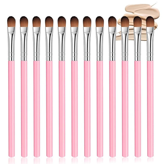 12 Pcs Flat Small Concealer Brush Under Eye Flat Makeup Brushes for Concealing Small Imperfection Blending Setting Buffing...