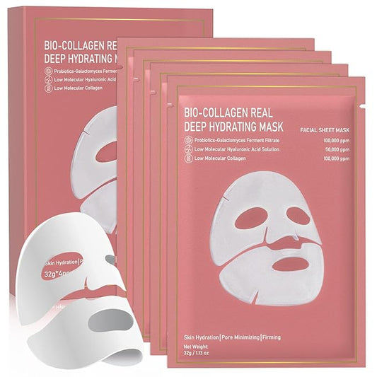 Nityrliv Bio-Collagen Real Deep Mask, 4 Pack Overnight Hydrating Face Mask for All Skin Types,Original Hydrating Collagen ...