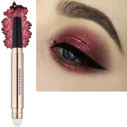Metiplou Red Eyeshadow Stick Eyeliner pencil For Eye Makeup Cream Shimmer Smooth Glitter Dark Light Matte Single Crayon Pr...