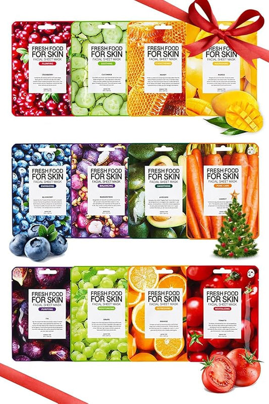 FARMSKIN Organic Face Mask, 12 pcs - Hydrating, Moisturizing, Brightening, Soothing, Cruelty-Free