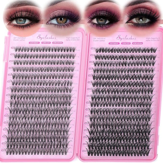 Manga Lash Clusters, 640 Pcs Eyelash Clusters Individual Lash Extension Kit D Curl Fluffy Wispy False Eyelashes Extensions...