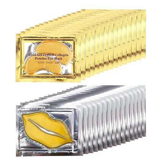 Adofect 40 Pairs Collagen Crystal Lip Mask & Eye Mask Set for Skin Care, Revitalizing, Hydrating, Traveling, Valentines Da...