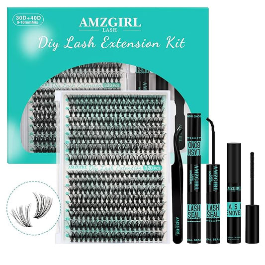 AMZGIRL LASH Clusters Kit 320Pcs, DIY Individual Extensions with Lash Bond and Seal, Remover For False Eyelashes, Applicat...