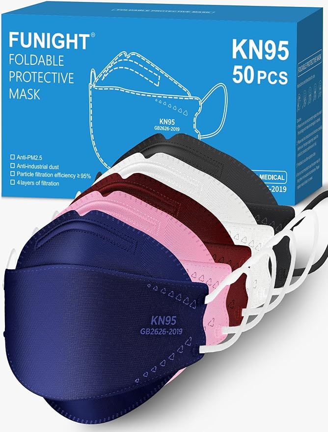 Funight KN95 Face Masks 50 Pack for Adults, Breathable and Comfortable KN95 Mask with Elastic Ear Loop, Filter Efficiency≥...