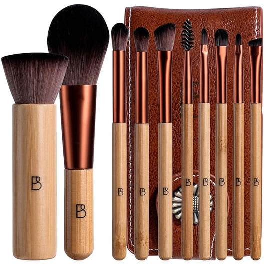 BS-MALL 10 Pcs Professional Bamboo Makeup Brush Set - Travel-friendly Eyeshadow Brush, Concealer Brush & Foundation Brush ...