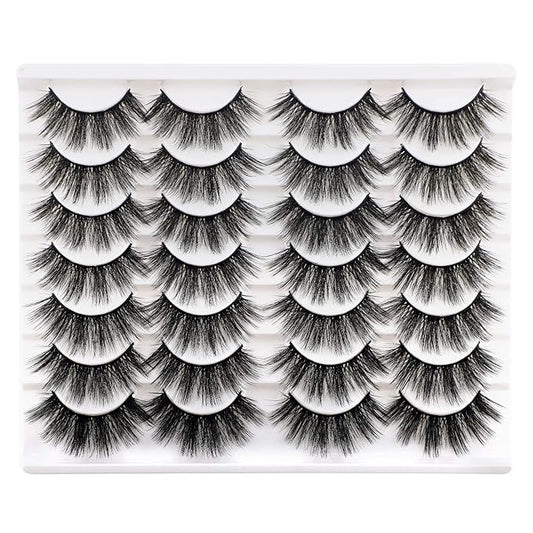 Newcally Lashes False Eyelashes Dramatic 20MM Faux Mink Lashes Pack 14 Pairs Wispy Long Thick Volume Strip Eye Lashes Mult...