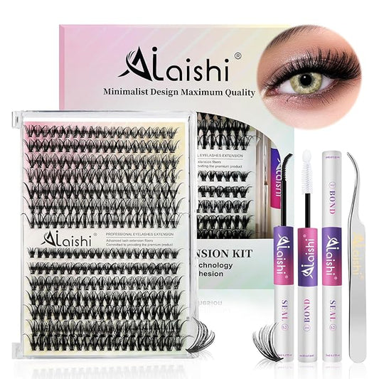 Lash Clusters Kit, DIY Cluster Eyelash Extensions 9‑16mm, 30D+40D, 280pcs Fluffy D Curl Natural Lashes with Lash Bond and ...