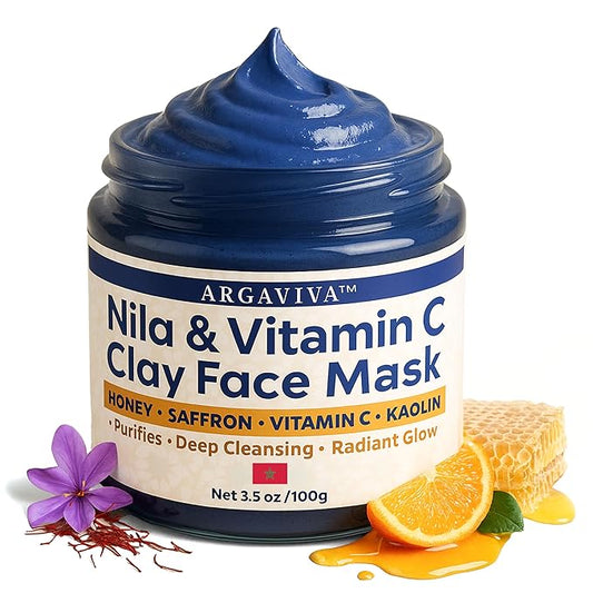 Argaviva Nila & Vitamin C Brightening Facial Mask | Pore Refining Clay Mask for Face with Honey & White Clay | Face Masks ...
