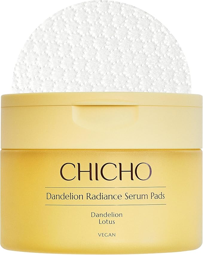 CHICHO Dandelion Radiance Serum Pads (90 Pads) – Jumbo 8cm Quick Mask Toner Pads – 80.2% Dandelion Biome + Lotus, Vegan pH...