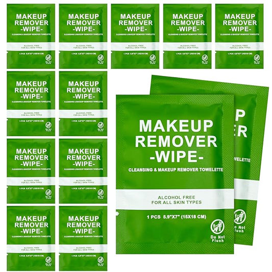 100 Count Makeup Remover Wipes Bulk Individually Wrapped, Travel Towelette Makeup Remover Individual Gentle Cleansing for ...
