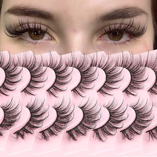 Geeneiya Lashes Wispy Mink Natural Eyelashes Spikes Lash Extensions Look Fluffy False Eyelashes 18mm Long Strip Lashes Cat...