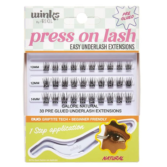 Ardell Winks Press On Eyelash Extensions, Natural - DIY Lash Clusters, 30 Individual Lashes, Natural Look Lashes with Appl...