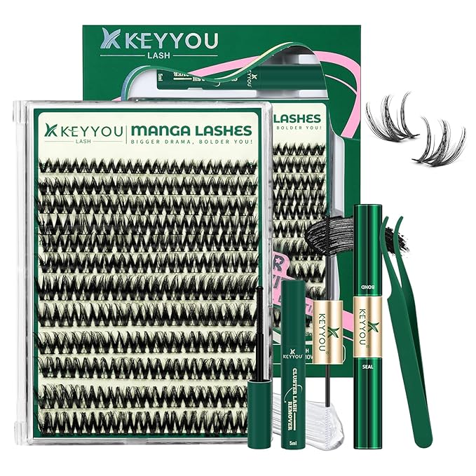 KEYYOU LASH Flaunt Lash Clusters Kit Flora D Curl Natural Lashes 144pcs Lash Extension Kit 8-18mix Lash Clusters Fluffy La...