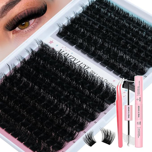 Thick Lash Clusters Kit 10-18MM 156Pcs Individual Lashes Clusters 200D Eyelash Clusters Kit Full Volume False Eyelashes Dr...