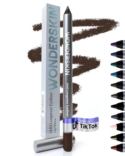 Wonderskin Eyeliner Pencil, 1440 Longwear Brown Eyeliner Pencil - Waterproof, Sharpenable & Smudge Proof