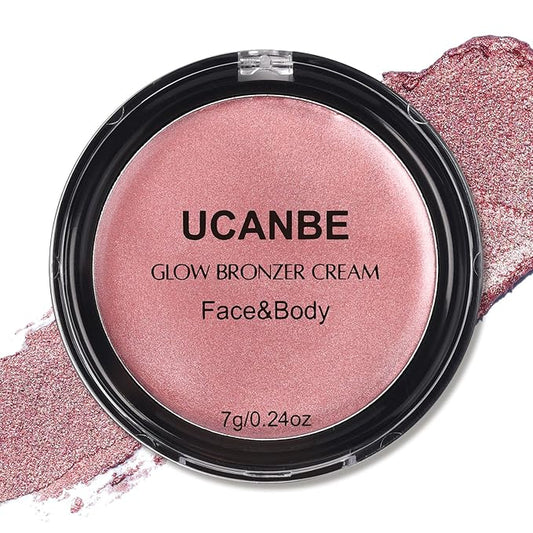 UCANBE Cream Bronzer for Face & Body, Natural Rose Gold Sun-Kissed Glow Blusher, Buildable Luminous for Long Lasting Rosy ...