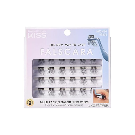 KISS Falscara DIY Eyelash Extension Lengthening Wisps - Featherlight Synthetic Reusable Artificial Eyelashes Multipack of ...