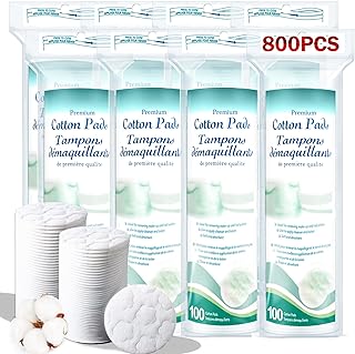 ZPCO Premium Cotton Rounds for Face, 800 Count Makeup Remover Pads,100% Pure & Natural Facial Cleansing Round Pads for Mak...