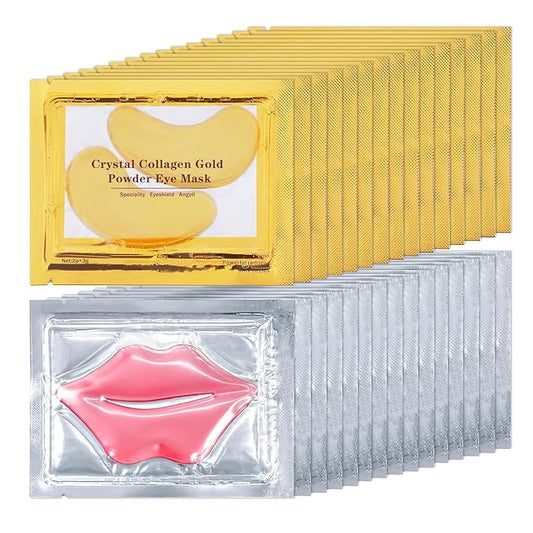 ZHISHUDL 30PCS Lip Mask & Under Eye Mask Pink Lip Masks 24k Gold Eye Mask Patches for Puffy Eyes Effectively Moisturizing ...