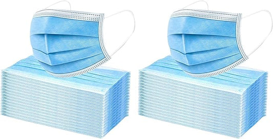 [Pack of 100] Disposable Face Mask, 3-Ply Masks Facial Cover with Elastic Earloops For Home, Office, School, and Outdoor