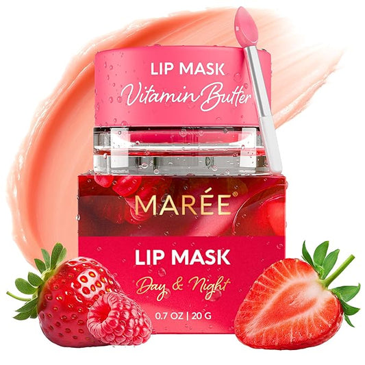 MAREE Lip Mask Overnight - Lip Moisturizer For Very Dry Lips - Hydrating Lip Butter Balm with Hyaluronic Acid & Collagen -...