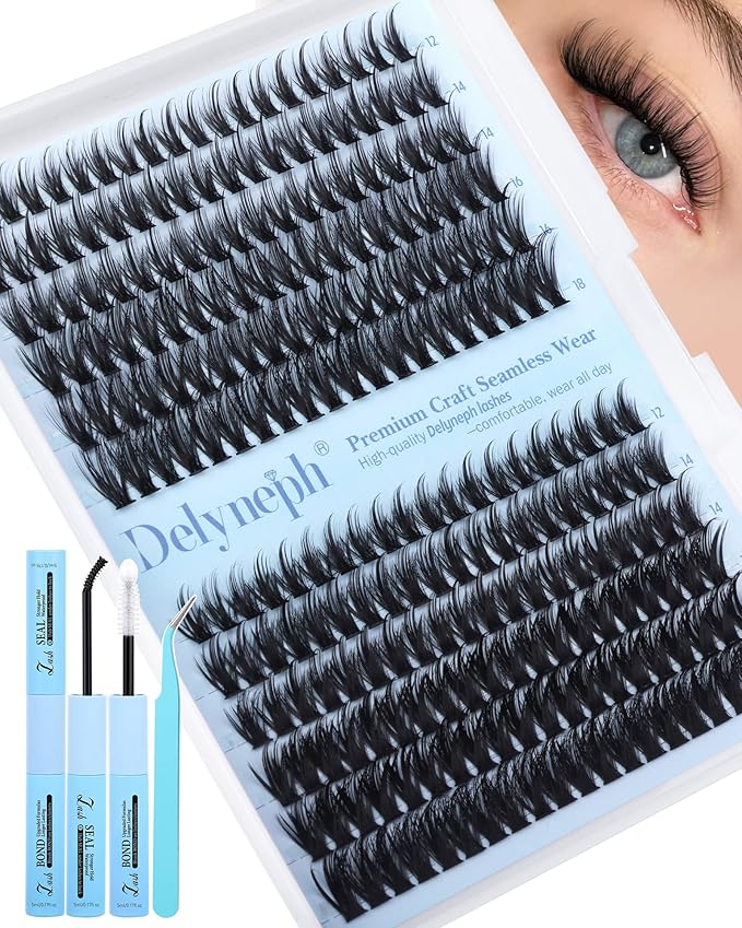 Wispy Lash Clusters Kit Natural Lash Extension Kit 40D+50D Fairy Eyelash Clusters Kit C Curly Cluster Eyelash Extensions w...