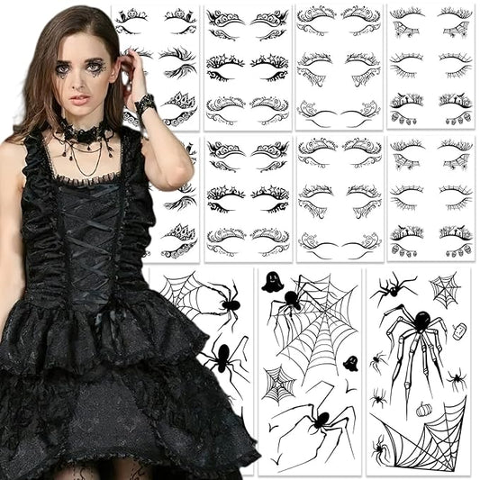 11 Sheets Face Eyeshadow Temporary Tattoo Stickers Eyeliner Eye Shadow Tattoos for Women Halloween Makeup,Transfer Fake Fa...