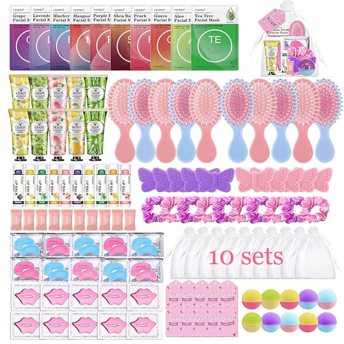 110PCS Spa Party Supplies for Girls, Spa Party Favors Include Face Masks Skincare, Hand Cream, Lip Balm, Under Eye Patche...