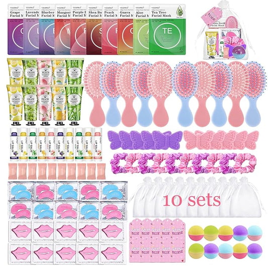 110PCS Spa Party Supplies for Girls, Spa Party Favors Include Face Masks Skincare, Hand Cream, Lip Balm, Under Eye Patche...