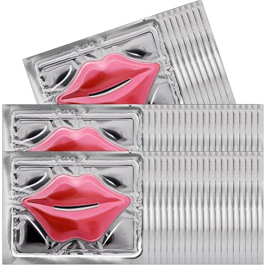 Yihurlm 60 PCS Lip Mask,Collagen Crystal Lip Mask,Lip Mask Sheet,Lip Masks for Dry Lips,Lip Gel Masks,Pink Lip Care Pads,A...