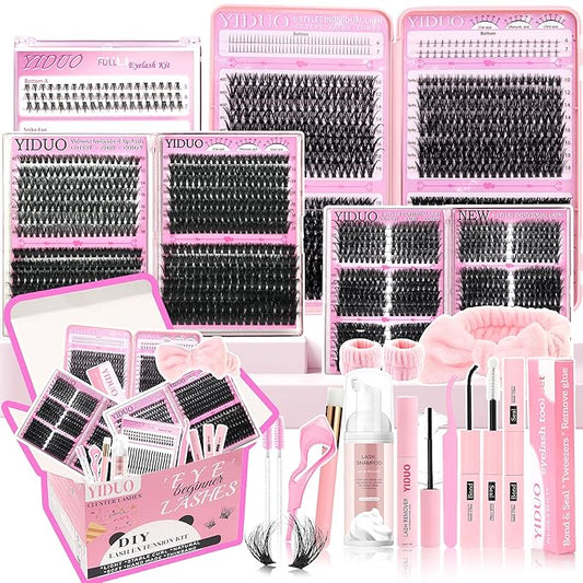 YIDUO Lashes Clusters Kit 1846Pcs Bulk Packs Volume False Eyelash Extensions D Curl Wispy Individual Eyelashes, Volume Stu...