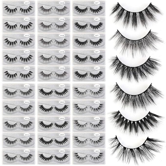 MAGEFY 30 Pairs 6 Styles Faux Mink Eyelashes, 16mm-20mm Lashes Natural Look to Dramatic False Eyelashes, Handmade Reusable...